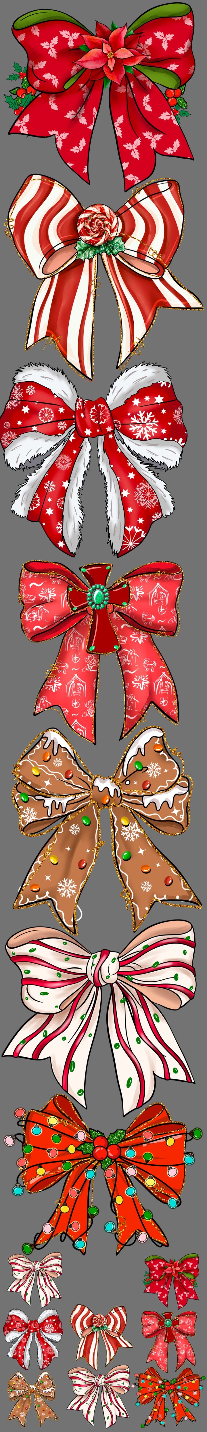 Premade Gang Sheet 12"x83" christmas Bows