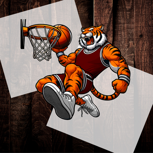 TIGER'S BASKETBALL DUNKING -MAROON - DIGITAL DOWNLOAD, DTF PRINT, OR SOFTSTYLE SHIRT