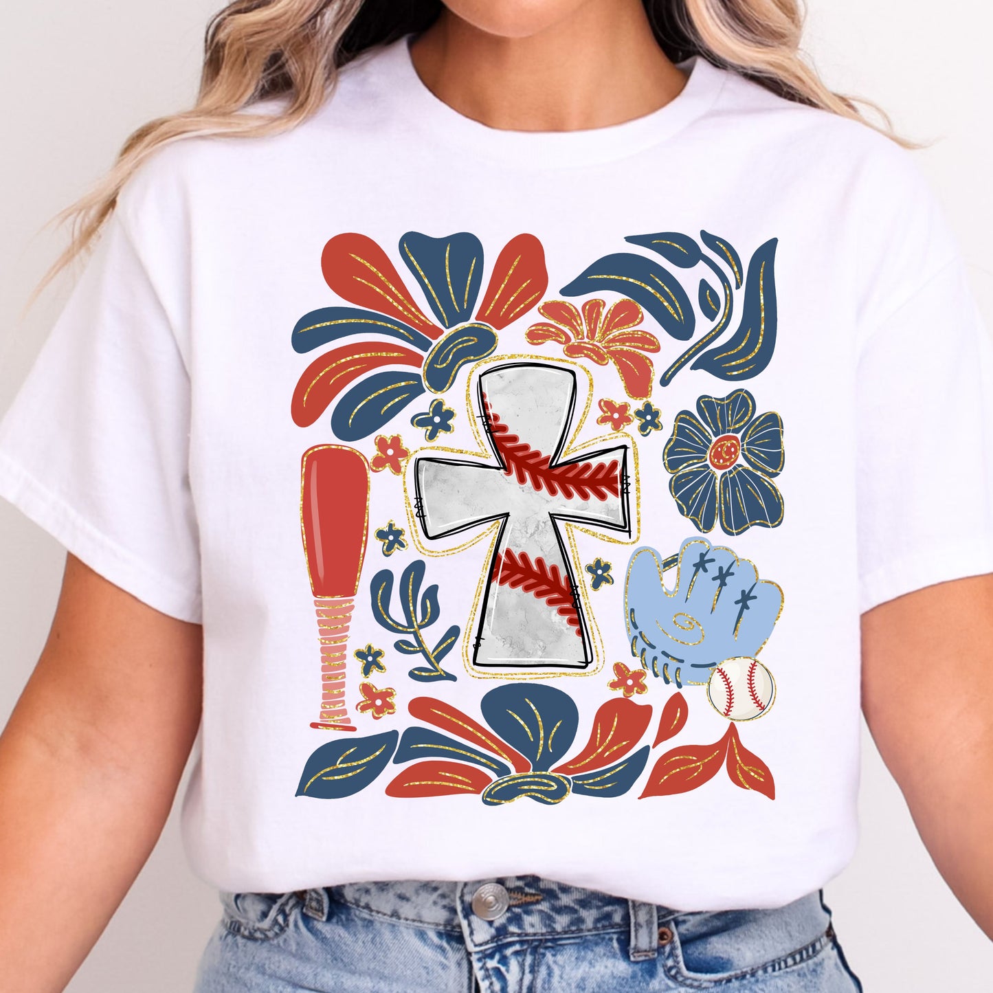 Baseball Cross - White