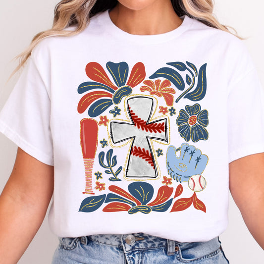 Baseball Cross - White