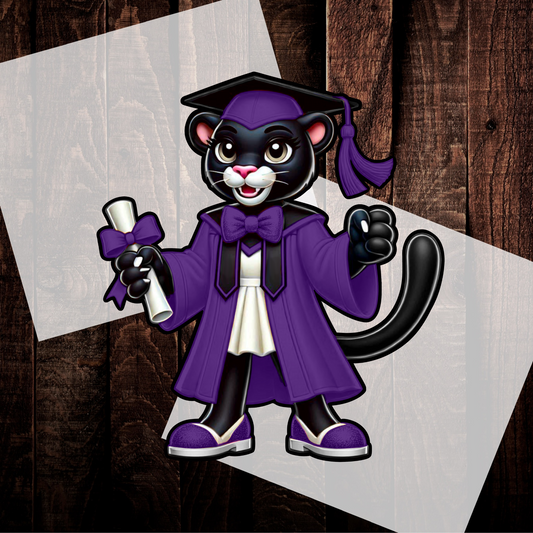 Lady Panther Graduate -Purple- DIGITAL DOWNLOAD, DTF PRINT, OR SOFTSTYLE SHIRT (Copy)