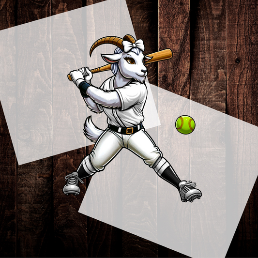 Lady Goat Softball- White DIGITAL DOWNLOAD, DTF PRINT, OR SOFTSTYLE SHIRT