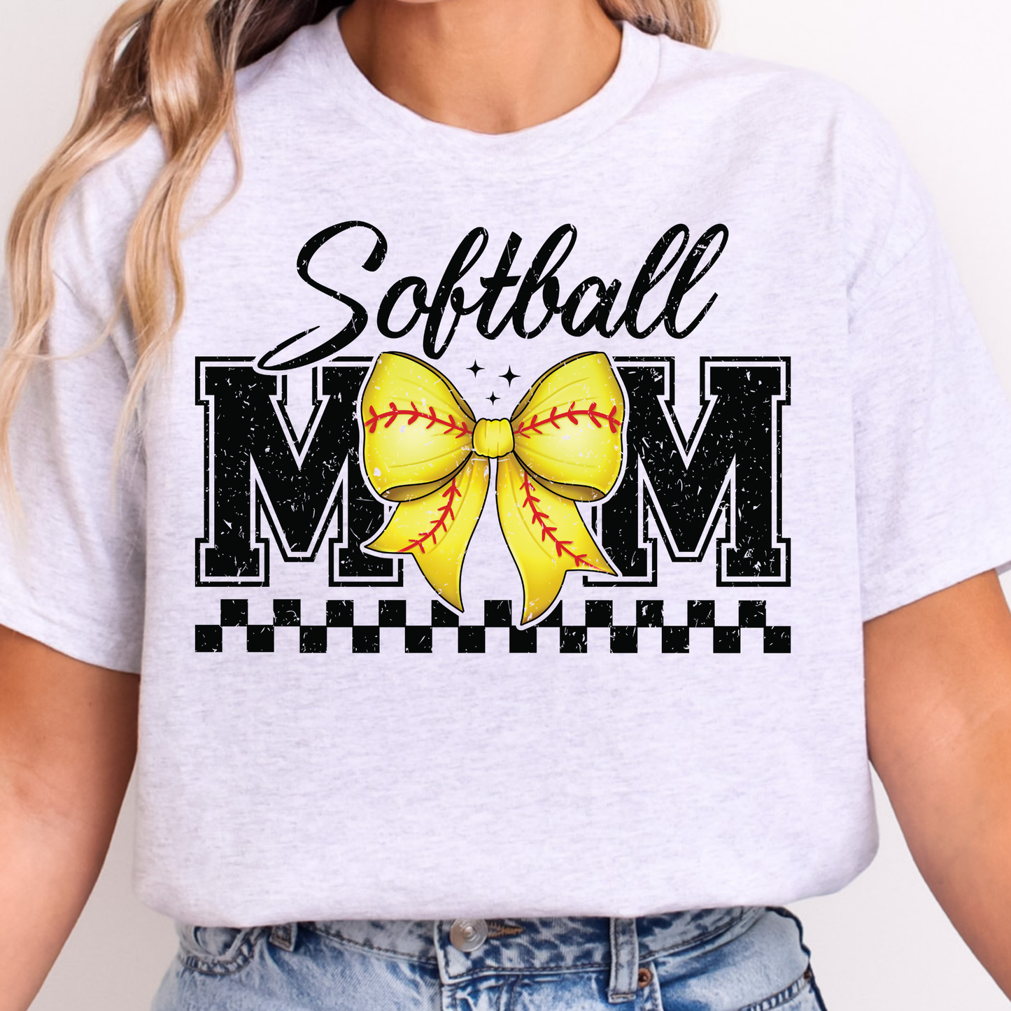 Softball Mom Bow and Checker