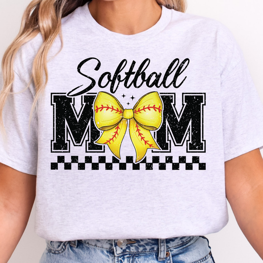 Softball Mom Bow and Checker