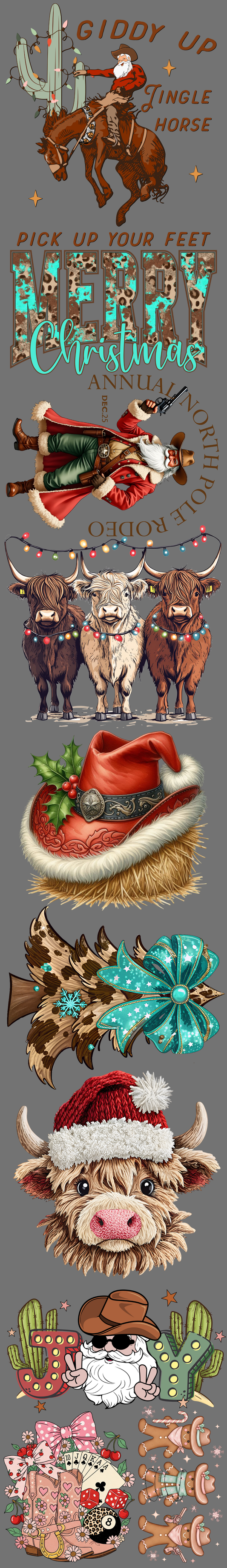 Premade Gang Sheet 12"x83" Country Christmas