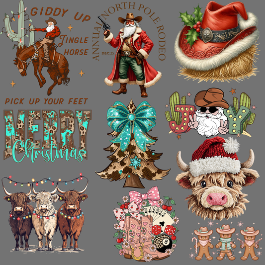 Premade Gang Sheet 12"x83" Country Christmas